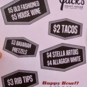 Jack's Draft House - Happy Hour Menu - Pubs Near Me - Scranton, Pennsylvania