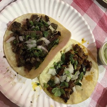Serg's Mexican Kitchen - Steak & Al Pastor taco with mild avocado salsa on the side. - Food Trucks Near Me - Honolulu, Hawaii