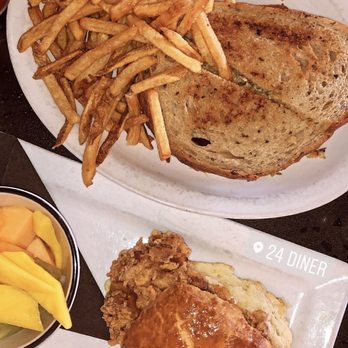24 Diner - Meatloaf sandwich and the honey biscuit & chicken (not sure what it's actually called on the menu) - Diners Near Me - Austin, Texas 24 Diner - Meatloaf sandwich and the honey biscuit & chicken (not sure what it's actually called on the menu) - Diners Near Me - Austin, Texas