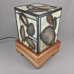 Jancik Glass - We have an exclusive line of stained glass and agate lamps made here in the studio. This is one of the lamps when it is turned off.