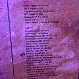 Wing flavors Wing flavors
