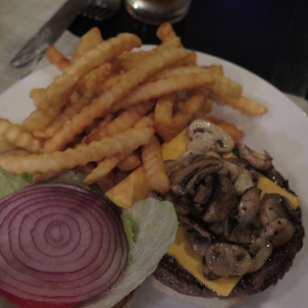 Zin Bistro - Kobe Beef Burger with mushrooms - Bars Near Me - Lodi, California Zin Bistro - Kobe Beef Burger with mushrooms - Bars Near Me - Lodi, California