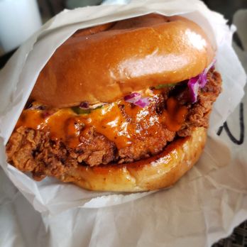 Hate Burger - Spicy chicken. Yummy! No extras added. Just the classic spicy chicken sandwich - Burgers Near Me - Redlands, California