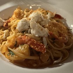 Lorena's - Linguini with shrimp and lump crab meat in marinara, chili, and bread crumbs