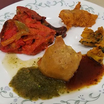 Punjab Palace - Buffet plate # 1. Chicken Tandoor, Fish Fry, Pakora, Samosa with Tamarind and Mint Chutney - Indian Near Me - Riverside, California Punjab Palace - Buffet plate # 1. Chicken Tandoor, Fish Fry, Pakora, Samosa with Tamarind and Mint Chutney - Indian Near Me - Riverside, California