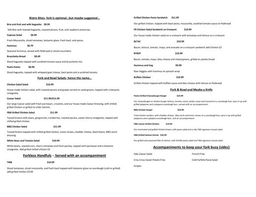 Menu photo 8 Fork and Bowl Bistro San Antonio, TX