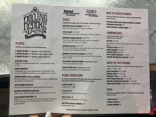 Menu photo 1 Rolling Smoke BBQ Aurora, CO Menu photo 1 Rolling Smoke BBQ Aurora, CO