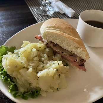 Alpine Inn - French dip with German potato salad - German Near Me - Hill City, South Dakota Alpine Inn - French dip with German potato salad - German Near Me - Hill City, South Dakota
