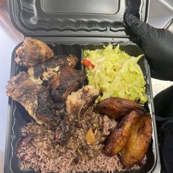 Jamming’s Mobile Grill - Highly requested combo "jerk chicken, rice and peas, ripe fried plantains and steamed cabbage".