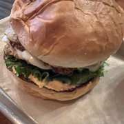 Photo of Bun Street - West Covina, CA, United States. Hawaiian burger. Look at the size of this monster