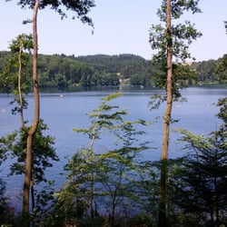 Am Pulvermaar - Ausblick auf den See vom Rundweg aus.