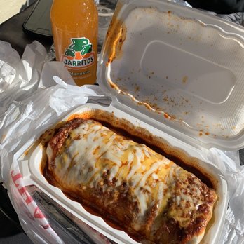 Diablo Taqueria - Wet steak burrito with jarritos de mandarín - Mexican Near Me - Danville, California