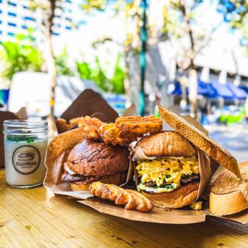 Egghead Sando Cafe - Ultimate Sando.  Eggy.  Matcha Latte.  Waffle Fries. - Breakfast & Brunch Near Me - San Jose, California