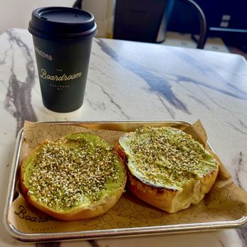 The Boardroom - Toasted "everything" bagel with delicious fresh avocado -- huge and yummy! - Coffee & Tea Near Me - Cheyenne, Wyoming