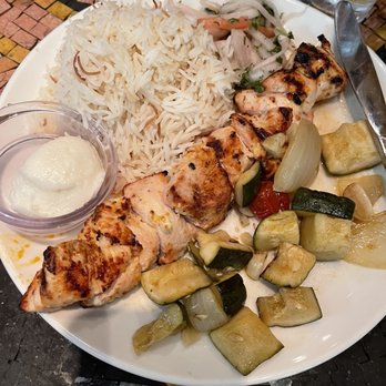 Lebanese Taverna - Chicken kabob with rice - Lebanese Near Me - Mclean, Virginia