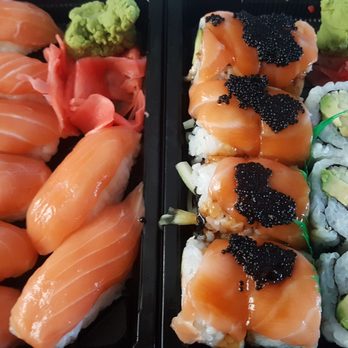 Mizu Sushi - Take out is packaged very nicely. Salmon, Blackjack, California! - Sushi Bars Near Me - Topeka, Kansas Mizu Sushi - Take out is packaged very nicely. Salmon, Blackjack, California! - Sushi Bars Near Me - Topeka, Kansas