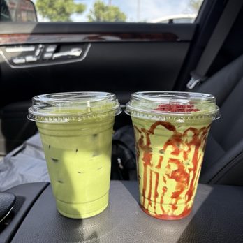 A.OK COFFEE - double matcha and double strawberry matcha - Desserts Near Me - La Habra, California