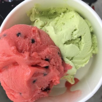 Scoops Ice Cream - Watermelon Sherbet with Pistachio Nuts - Ice Cream & Frozen Yogurt Near Me - Mississauga, Ontario Scoops Ice Cream - Watermelon Sherbet with Pistachio Nuts - Ice Cream & Frozen Yogurt Near Me - Mississauga, Ontario