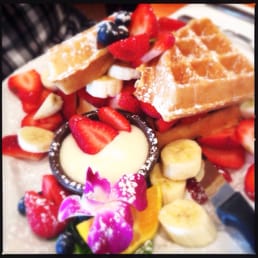 Waffles with fresh fruits. Waffles with fresh fruits.