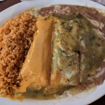 Cheese enchiladas with grandma sauce and tomatillo