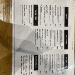 Vaqueros Over the Fire - Menu
