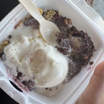 Peaches and Cream - Blackberry cobbler and vanilla ice cream - Fruits & Veggies Near Me - Wadesboro, North Carolina Peaches and Cream - Blackberry cobbler and vanilla ice cream - Fruits & Veggies Near Me - Wadesboro, North Carolina
