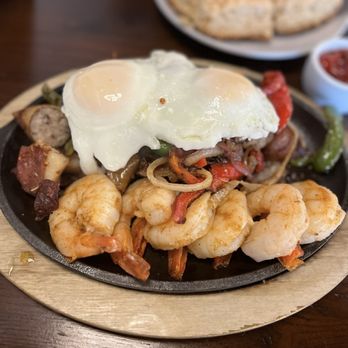 Phyllis Brunch - Shrimp Skillet (I added an egg) - Breakfast & Brunch Near Me - Marietta, Georgia