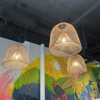 Necessary & Sufficient Coffee - Printers Row - three hanging lamps - Coffee & Tea Near Me - Chicago, Illinois