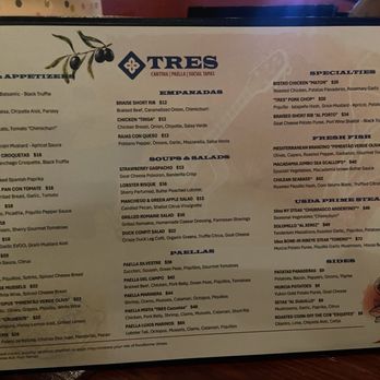 TRES Social Tapas - Regular Menu - Seafood Near Me - Las Vegas, Nevada