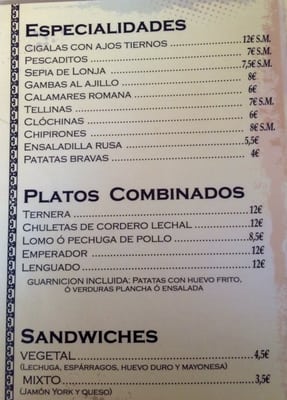 Menu photo 1 El Ancla Chilches, CS