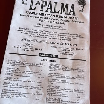LA Palma Mexican Restaurant - the menu - Mexican Near Me - Seattle, Washington LA Palma Mexican Restaurant - the menu - Mexican Near Me - Seattle, Washington