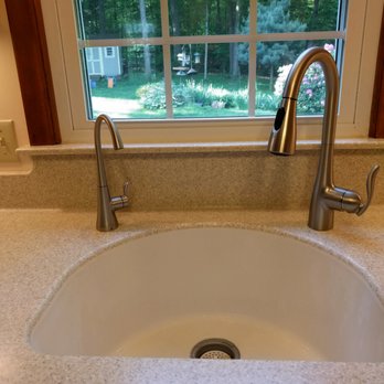 Mather Countertop Systems - Close up of seam mounted sink and coved splash. - Kitchen & Bath Near Me - South Windsor, Connecticut