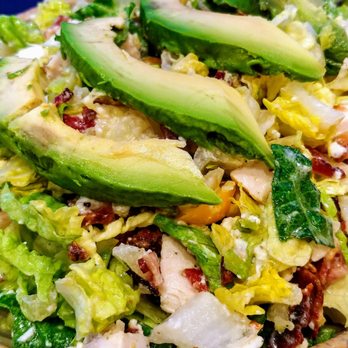 Slice - Delicious Cobb Salad is full of real bacon, bleu cheese crumbles & other complementing ingredients. - Pizza Near Me - Laguna Beach, California Slice - Delicious Cobb Salad is full of real bacon, bleu cheese crumbles & other complementing ingredients. - Pizza Near Me - Laguna Beach, California
