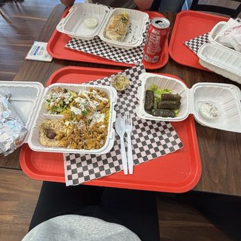 Shawarma Land - Chicken Shawarma Plate, dalma, side of Baba Ghanouj. - Mediterranean Near Me - Seattle, Washington Shawarma Land - Chicken Shawarma Plate, dalma, side of Baba Ghanouj. - Mediterranean Near Me - Seattle, Washington