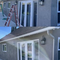 West Valley Rain Gutters - Before and after installation of 5" k-style rain gutters