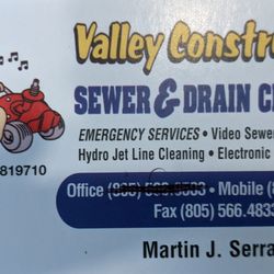 Valley Construction Sewer & Drain Cleaning