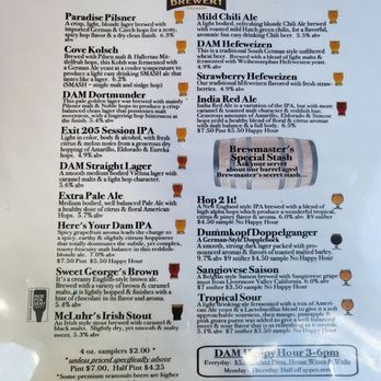 Dillon Dam Brewery - Drink menu front - American Near Me - Dillon, Colorado
