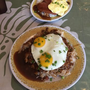 808 Grindz Cafe - Shredded pork loco moco with bacon flavored spam moco, grub on! - Cafes Near Me - Lahaina, Hawaii