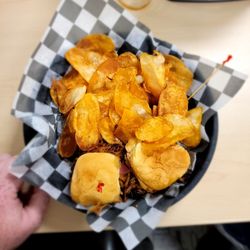 Keglers Sports Lounge - Pulled Pork Sliders with tangy Buffalo sause and home made chips