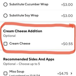 Price of cream cheese .55