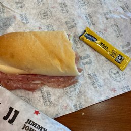 My sandwich and the free mayo packet I put on myself because this sandwich shop can't do it. My sandwich and the free mayo packet I put on myself because this sandwich shop can't do it.
