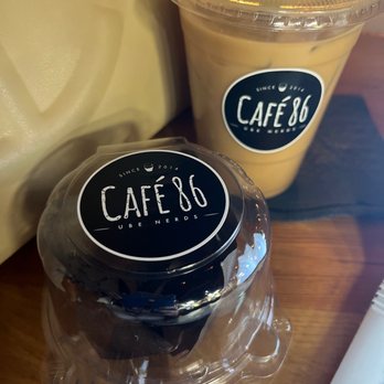 Cafe 86 - Ube Truffle & Iced Chai Almondmilk Latte w Shot of Espresso - Cafes Near Me - Northridge, California