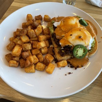 Scrambled - South of the Border Benny and Breakfast Potatoes - Breakfast & Brunch Near Me - Henderson, Nevada Scrambled - South of the Border Benny and Breakfast Potatoes - Breakfast & Brunch Near Me - Henderson, Nevada