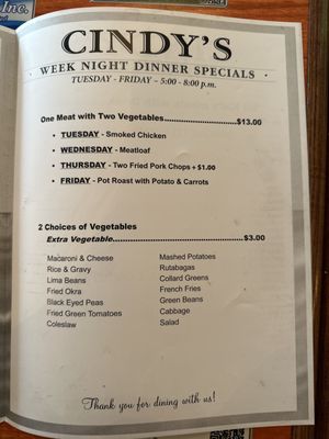 Menu photo 1 Cindy’s Cafe Prattville, AL