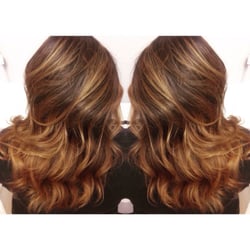 Starting the process of going blonde using a balayage technique.