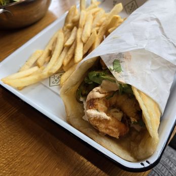 Camp Outpost - Shrimp wrap, it was good. Appreciated the quality of the flat bread. Filling. - New American Near Me - Springdale, Utah