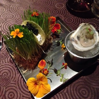 Angle - Caviar taco and oyster with champagne ice - New American Near Me - Manalapan, Florida