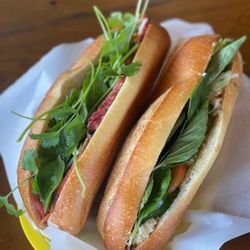 Aina's Vegan Banh Mi - Left: Cheerful Xa-Xiu (bbq flavor)  Right: Ocean of love (tuna flavor)