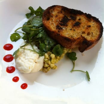Dry Creek Kitchen - Fresh burrata, corn and ava salad with spicy watercress - New American Near Me - Healdsburg, California