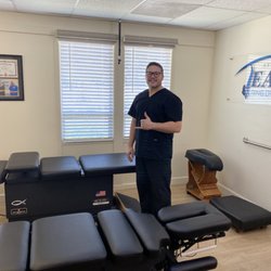 Caponio Chiropractic Inc. - Adjusting room - Air Drop Table, Ring Dinger (TM) table, & Gonstead Knee-Chest table